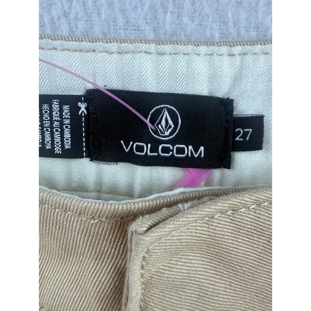 Volcom So Chickie Short Khaki Tan Chino Twill Skater Shorts Women Size 27 NEW - Picture 4 of 8